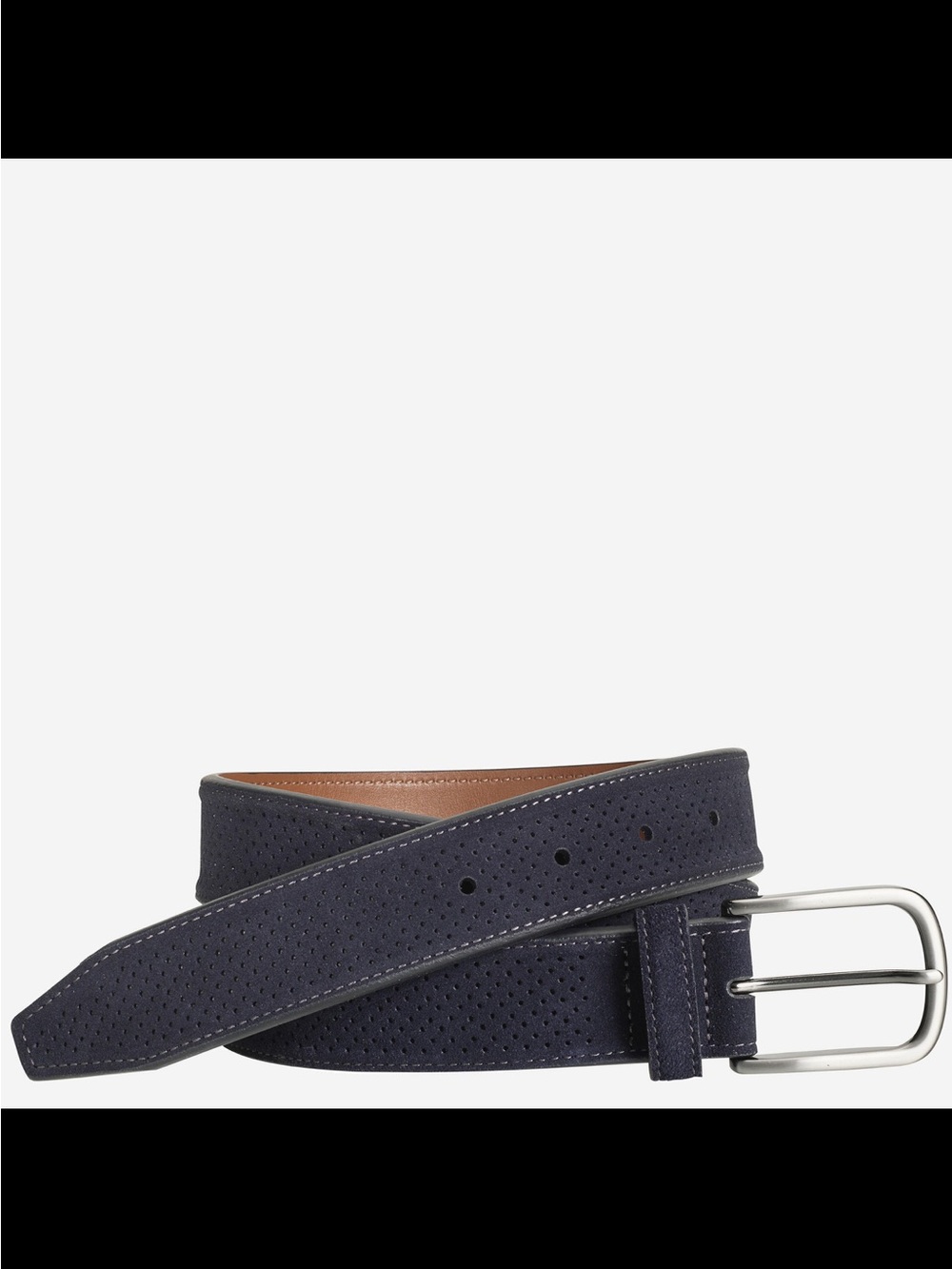 Johnston & Murphy Navy Perfed Suede Belt Size 38 NWT
